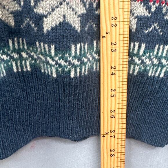 VTG Wool Sweater Lg 90s Grandpa Jumper Kurt Cobain Nordic Pattern Snowflake 80s - Picture 14 of 16